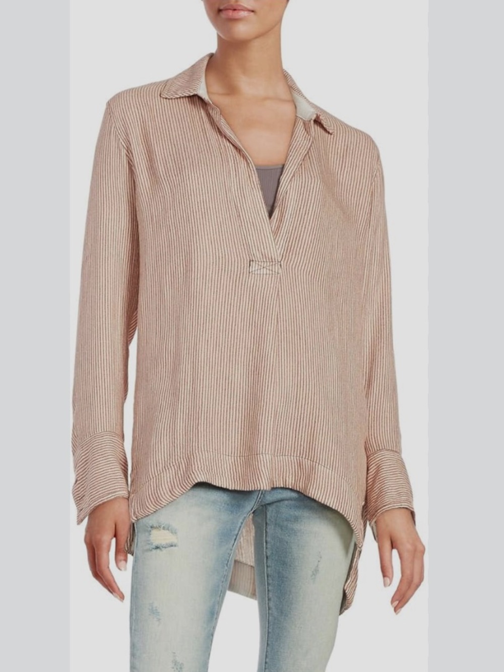 Free People On The Road Striped Tunic Lagenlook Casual Beachwear